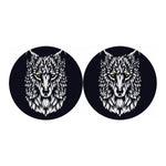 Navy And White Wolf Print Car Coasters