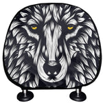 Navy And White Wolf Print Car Headrest Covers