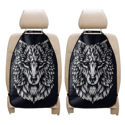 Navy And White Wolf Print Car Seat Organizers