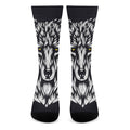 Navy And White Wolf Print Crew Socks