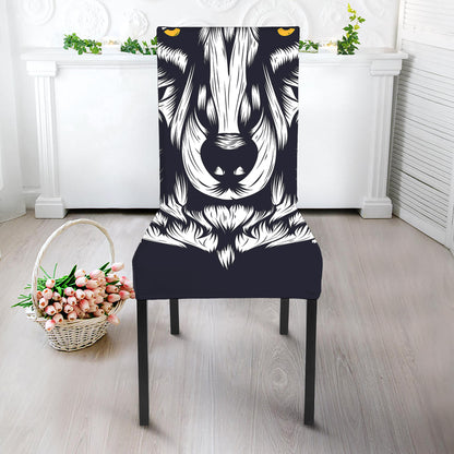 Navy And White Wolf Print Dining Chair Slipcover