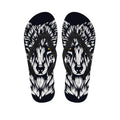 Navy And White Wolf Print Flip Flops