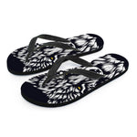Navy And White Wolf Print Flip Flops