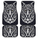 Navy And White Wolf Print Front and Back Car Floor Mats