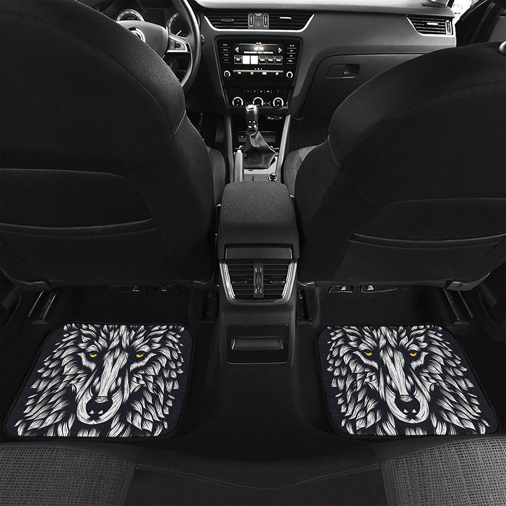 Navy And White Wolf Print Front and Back Car Floor Mats