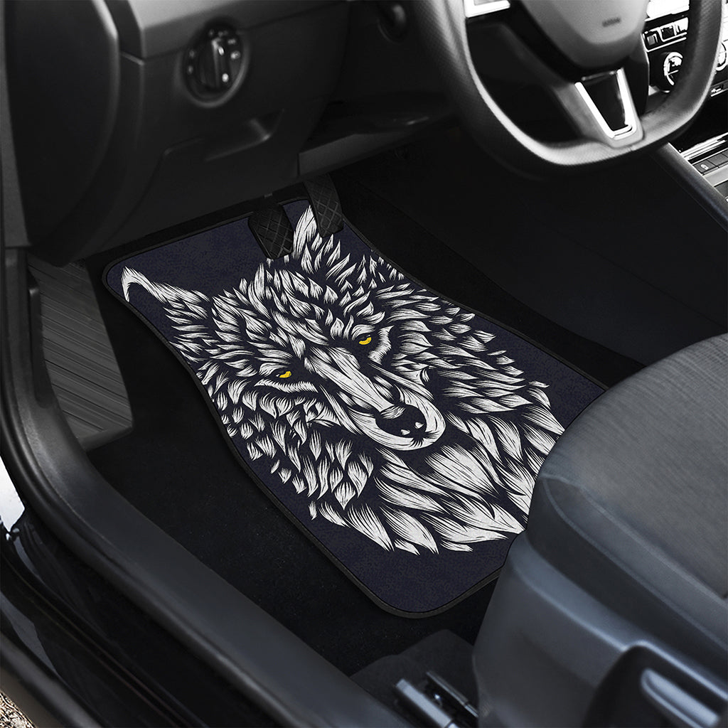 Navy And White Wolf Print Front and Back Car Floor Mats