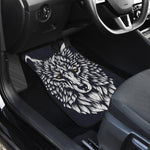 Navy And White Wolf Print Front and Back Car Floor Mats