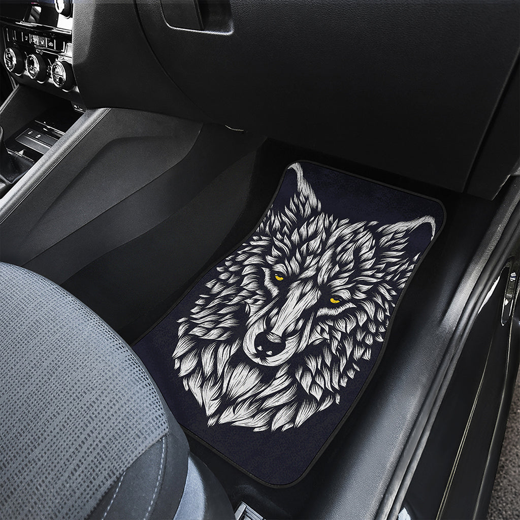 Navy And White Wolf Print Front and Back Car Floor Mats