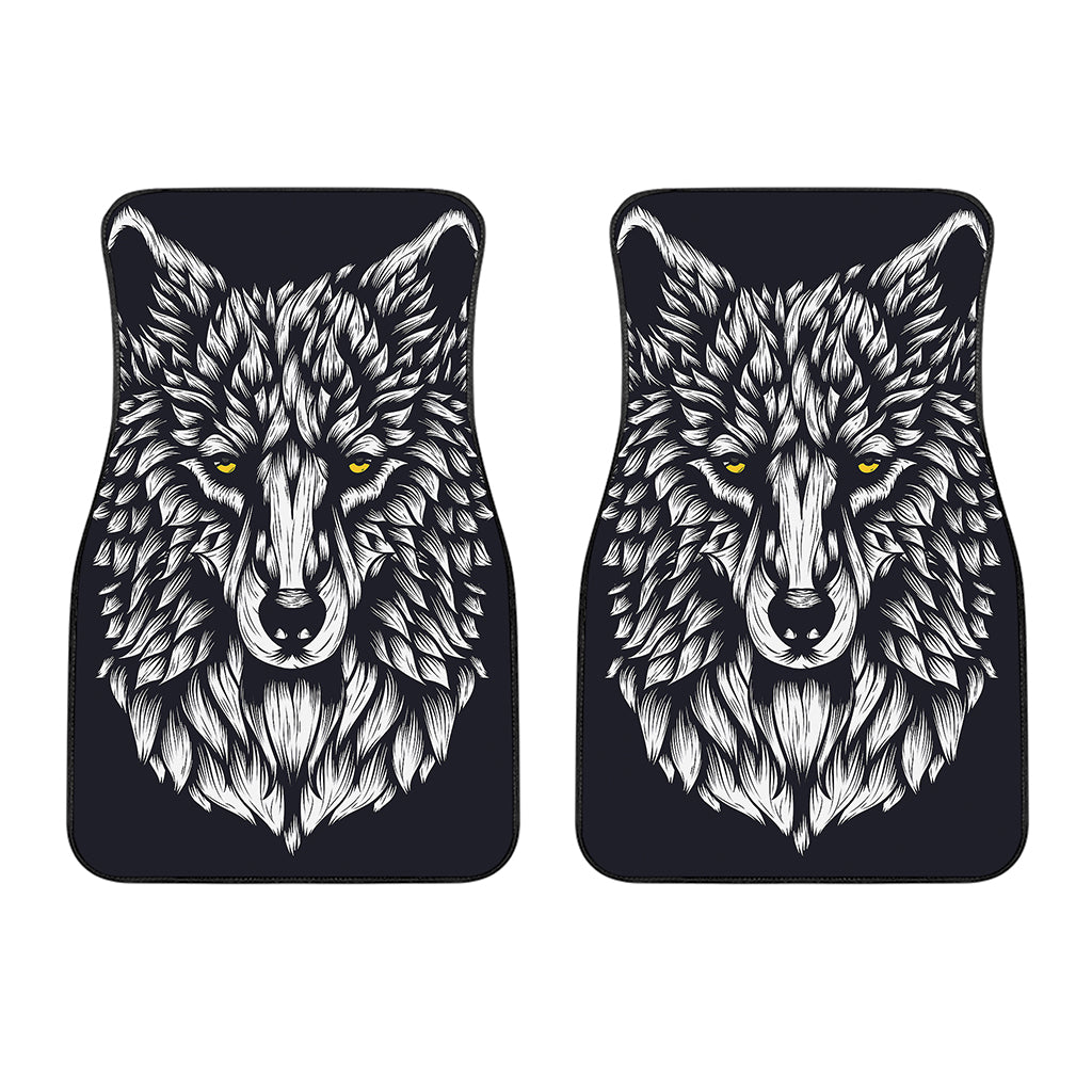 Navy And White Wolf Print Front Car Floor Mats