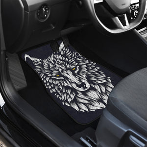 Navy And White Wolf Print Front Car Floor Mats