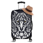Navy And White Wolf Print Luggage Cover