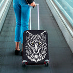 Navy And White Wolf Print Luggage Cover