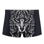 Navy And White Wolf Print Men's Boxer Briefs