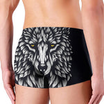 Navy And White Wolf Print Men's Boxer Briefs