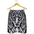 Navy And White Wolf Print Men's Shorts