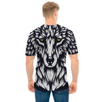 Navy And White Wolf Print Men's T-Shirt