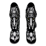 Navy And White Wolf Print Muay Thai Shin Guard