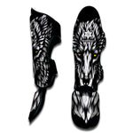 Navy And White Wolf Print Muay Thai Shin Guard