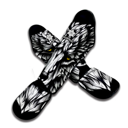 Navy And White Wolf Print Muay Thai Shin Guard