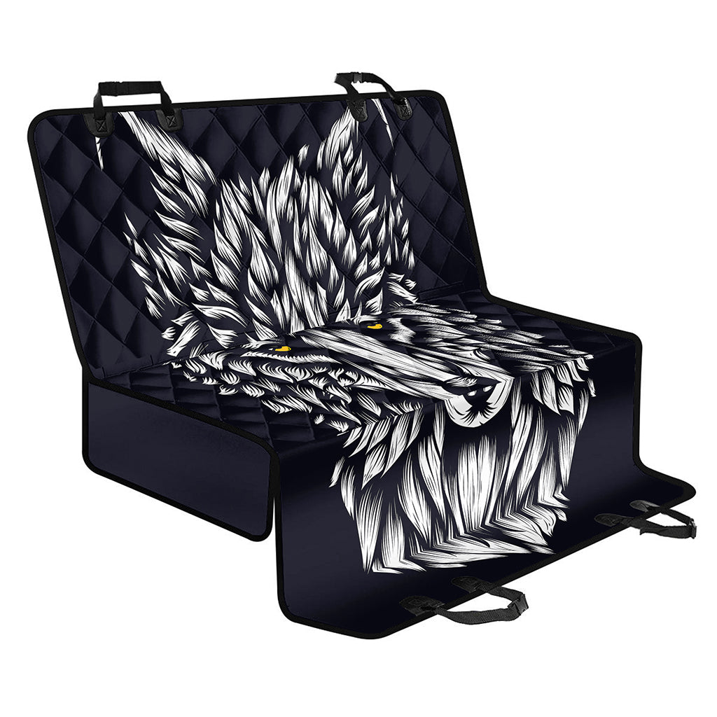 Navy And White Wolf Print Pet Car Back Seat Cover