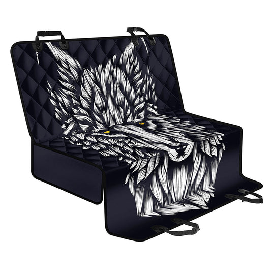 Navy And White Wolf Print Pet Car Back Seat Cover