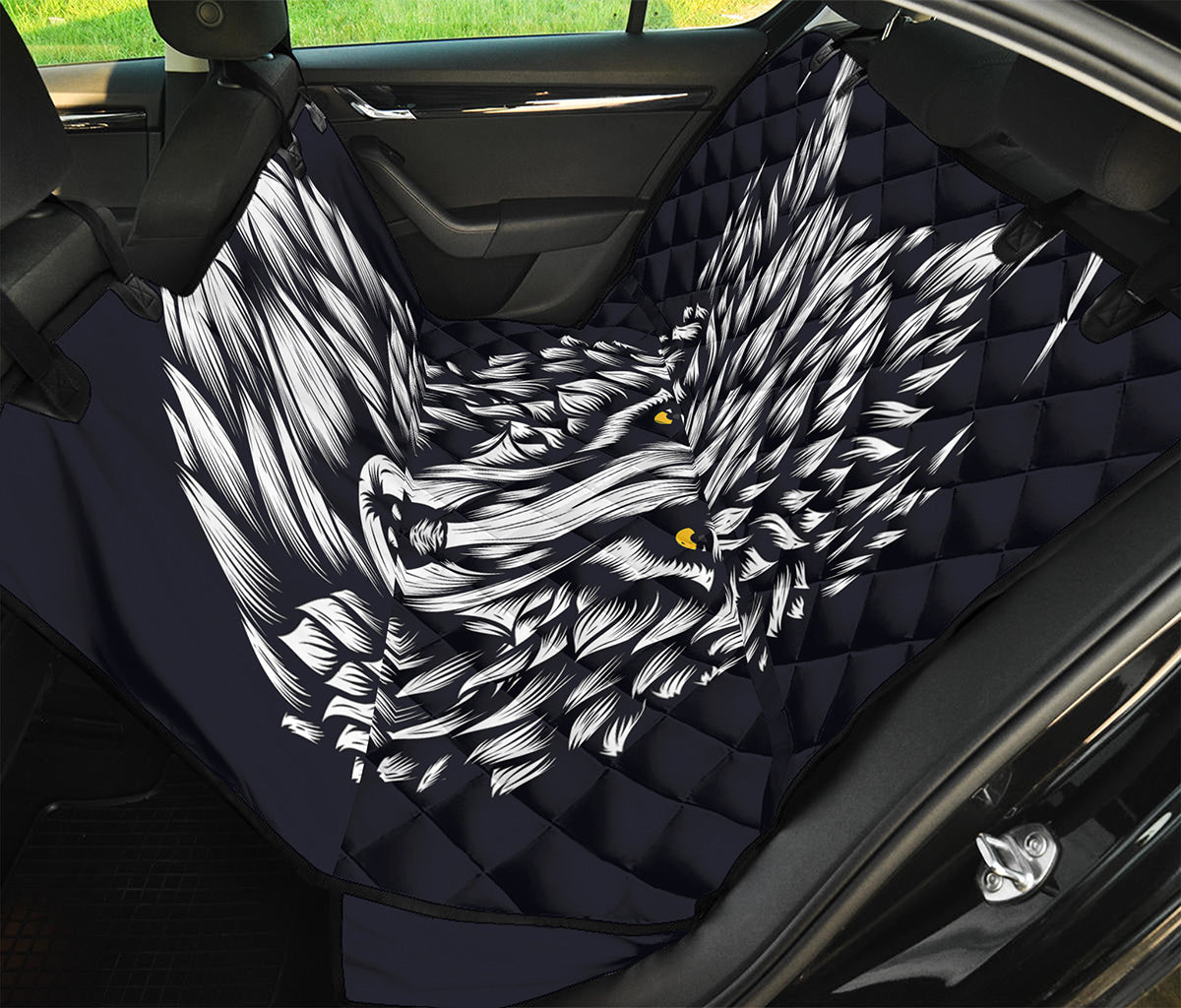 Navy And White Wolf Print Pet Car Back Seat Cover