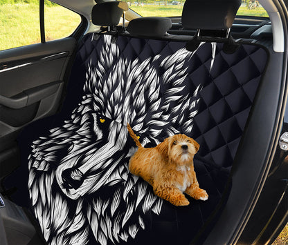 Navy And White Wolf Print Pet Car Back Seat Cover