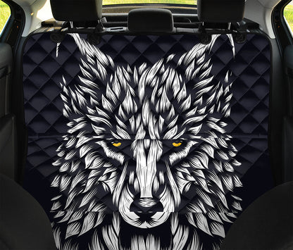 Navy And White Wolf Print Pet Car Back Seat Cover