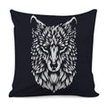 Navy And White Wolf Print Pillow Cover