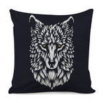 Navy And White Wolf Print Pillow Cover