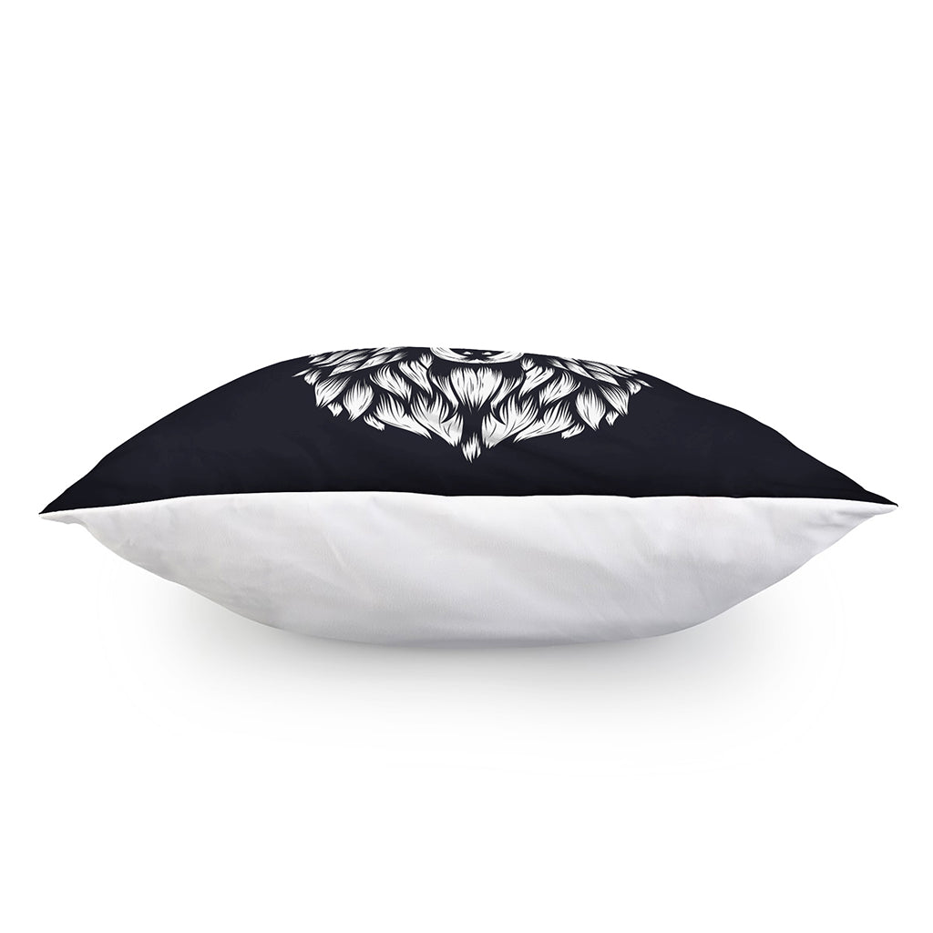 Navy And White Wolf Print Pillow Cover