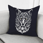 Navy And White Wolf Print Pillow Cover