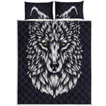 Navy And White Wolf Print Quilt Bed Set