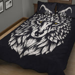 Navy And White Wolf Print Quilt Bed Set