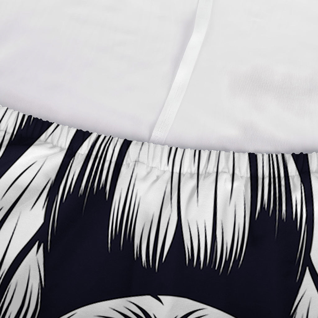 Navy And White Wolf Print Sofa Cover