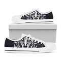 Navy And White Wolf Print White Low Top Sneakers
