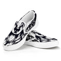 Navy And White Wolf Print White Slip On Sneakers