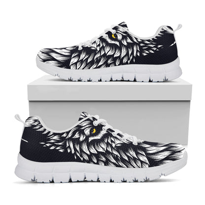 Navy And White Wolf Print White Sneakers