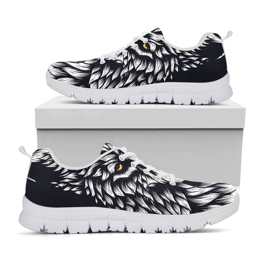 Navy And White Wolf Print White Sneakers