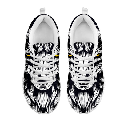 Navy And White Wolf Print White Sneakers