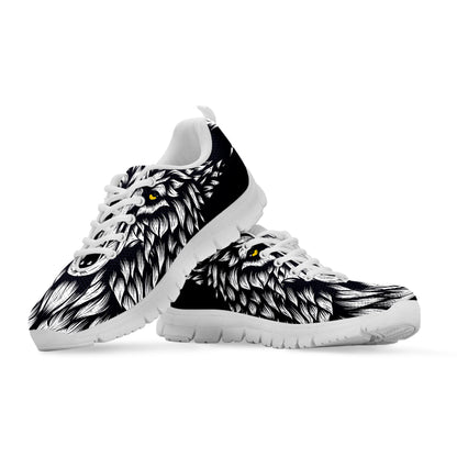 Navy And White Wolf Print White Sneakers