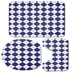 Navy Blue And White Argyle Pattern Print 3 Piece Bath Mat Set