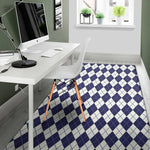 Navy Blue And White Argyle Pattern Print Area Rug