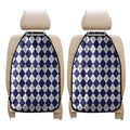 Navy Blue And White Argyle Pattern Print Car Seat Organizers
