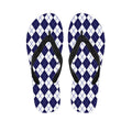 Navy Blue And White Argyle Pattern Print Flip Flops