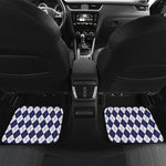 Navy Blue And White Argyle Pattern Print Front and Back Car Floor Mats