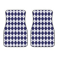 Navy Blue And White Argyle Pattern Print Front Car Floor Mats
