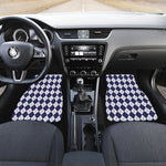 Navy Blue And White Argyle Pattern Print Front Car Floor Mats