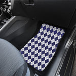 Navy Blue And White Argyle Pattern Print Front Car Floor Mats