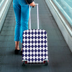 Navy Blue And White Argyle Pattern Print Luggage Cover